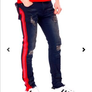 NWT!!! Mens stylish skinny jeans w/ flex waist; fashion side stripe, sz 32 x 32